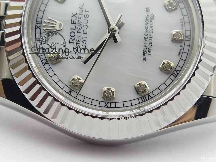 MiroTime 0514 EasyCare DateJust II 41mm BP Maker Best Edition White MOP Diamonds Dial On New Version Jubilee Bracelet A 3625